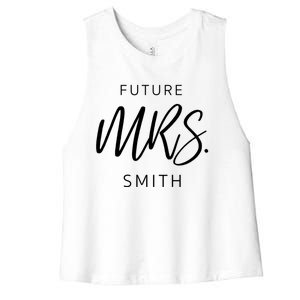 Soon To Be Future Mrs Smith Fiance Engaget Cute Gift Women's Racerback Cropped Tank