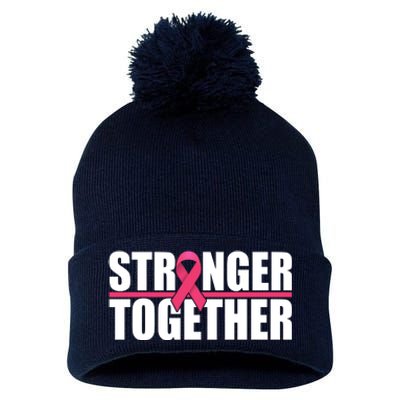 Stronger Together Breast Cancer Awareness Pom Pom 12in Knit Beanie