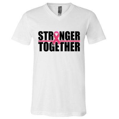 Stronger Together Breast Cancer Awareness V-Neck T-Shirt