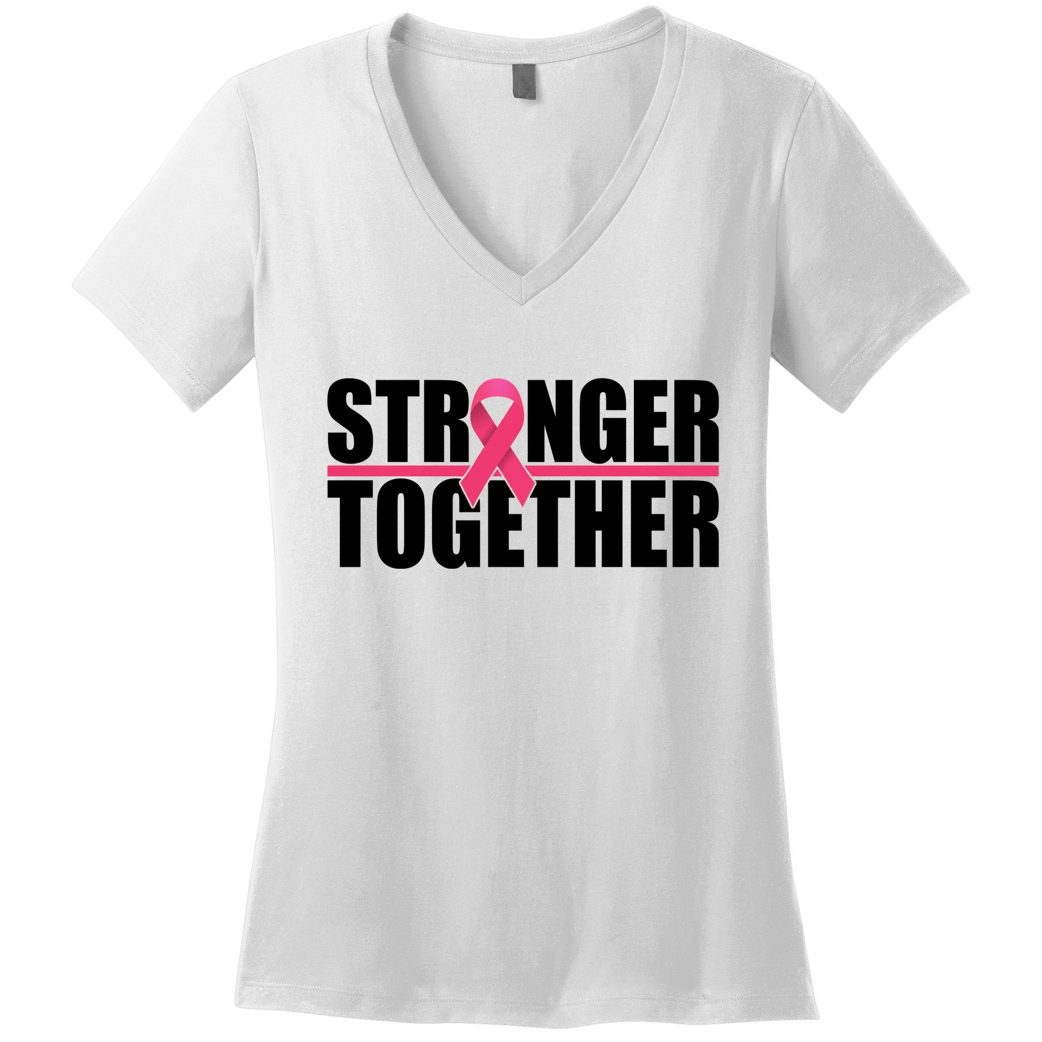 Stronger Together Breast Cancer Awareness Women's V-Neck T-Shirt