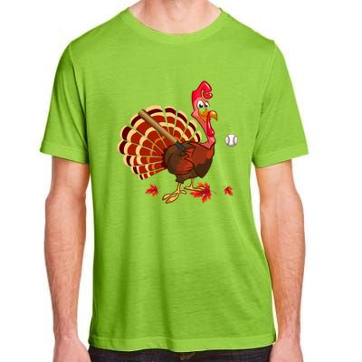 Swinging Turkey Baseball Player Thanksgiving Cute Gift Adult ChromaSoft Performance T-Shirt