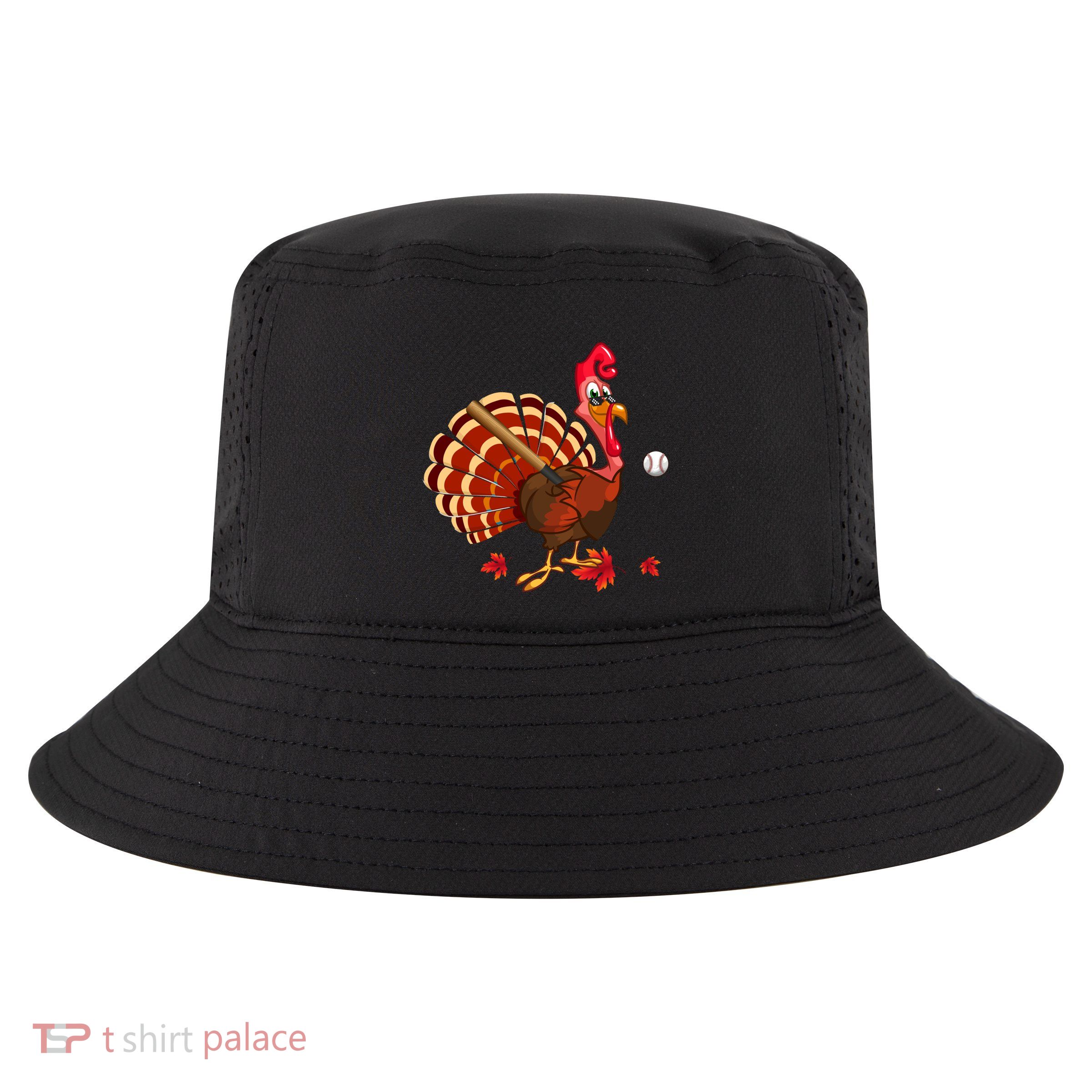 Swinging Turkey Baseball Player Thanksgiving Cute Gift Cool Comfort Performance Bucket Hat