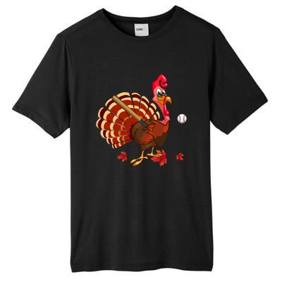 Swinging Turkey Baseball Player Thanksgiving Cute Gift Tall Fusion ChromaSoft Performance T-Shirt