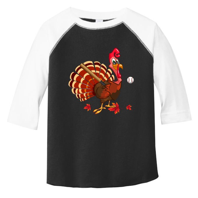 Swinging Turkey Baseball Player Thanksgiving Cute Gift Toddler Fine Jersey T-Shirt