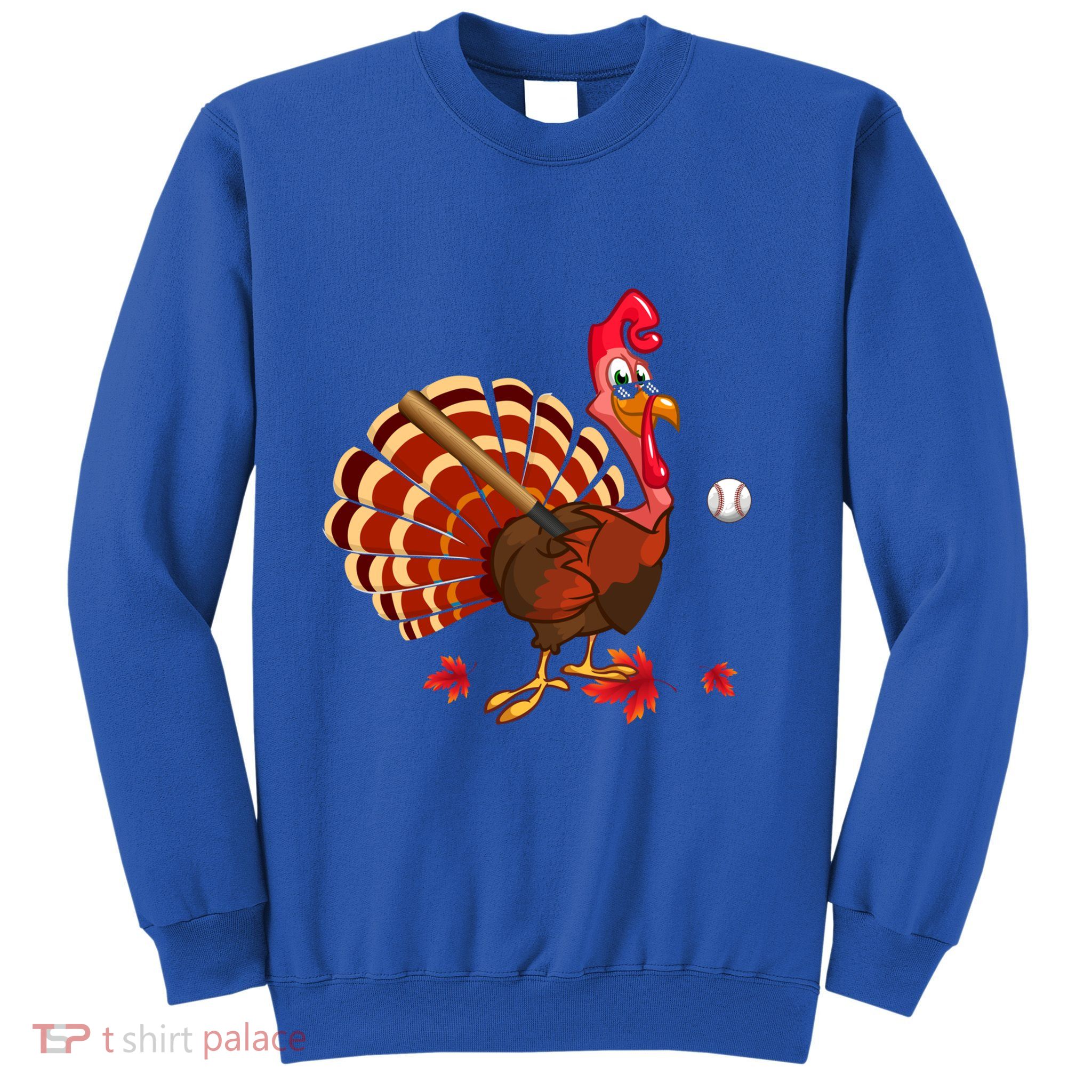 Swinging Turkey Baseball Player Thanksgiving Cute Gift Sweatshirt