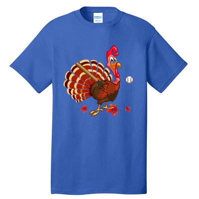 Swinging Turkey Baseball Player Thanksgiving Cute Gift Tall T-Shirt