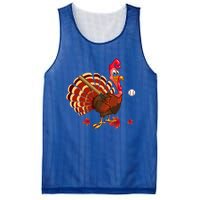 Swinging Turkey Baseball Player Thanksgiving Cute Gift Mesh Reversible Basketball Jersey Tank