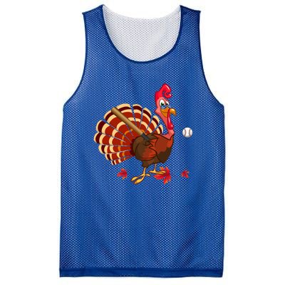 Swinging Turkey Baseball Player Thanksgiving Cute Gift Mesh Reversible Basketball Jersey Tank