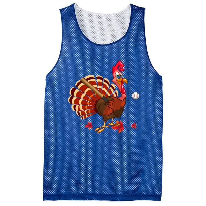 Swinging Turkey Baseball Player Thanksgiving Cute Gift Mesh Reversible Basketball Jersey Tank