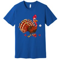 Swinging Turkey Baseball Player Thanksgiving Cute Gift Premium T-Shirt