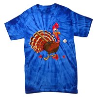 Swinging Turkey Baseball Player Thanksgiving Cute Gift Tie-Dye T-Shirt