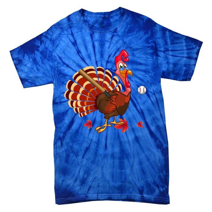 Swinging Turkey Baseball Player Thanksgiving Cute Gift Tie-Dye T-Shirt