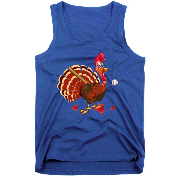 Swinging Turkey Baseball Player Thanksgiving Cute Gift Tank Top