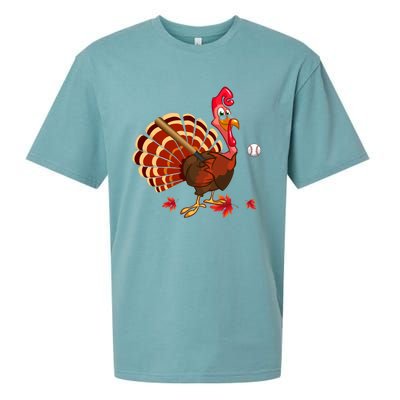 Swinging Turkey Baseball Player Thanksgiving Cute Gift Sueded Cloud Jersey T-Shirt