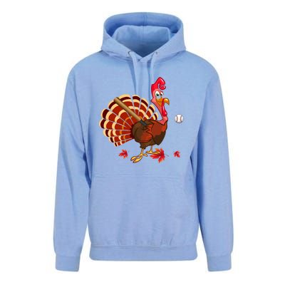 Swinging Turkey Baseball Player Thanksgiving Cute Gift Unisex Surf Hoodie