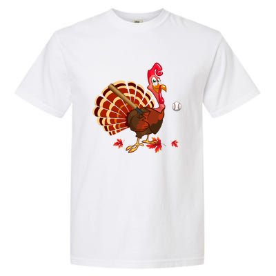 Swinging Turkey Baseball Player Thanksgiving Cute Gift Garment-Dyed Heavyweight T-Shirt