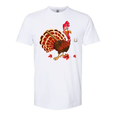 Swinging Turkey Baseball Player Thanksgiving Cute Gift Softstyle CVC T-Shirt