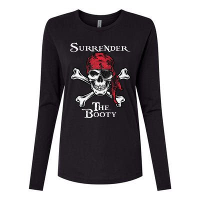 Surrender The Booty Pirate Festival Womens Cotton Relaxed Long Sleeve T-Shirt