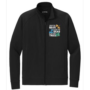 Save The Bees Clean The Seas Plant More Trees Earth Day Cool Gift Stretch Full-Zip Cadet Jacket