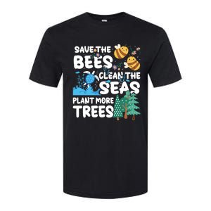 Save The Bees Clean The Seas Plant More Trees Earth Day Cool Gift Softstyle CVC T-Shirt