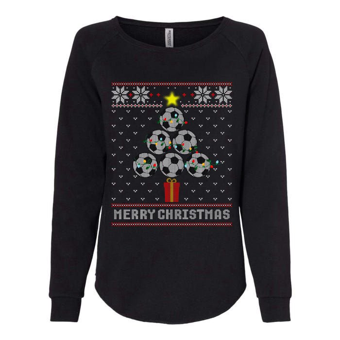 Soccer Tree Balls Merry Christmas Ugly Sweater Womens California Wash Sweatshirt