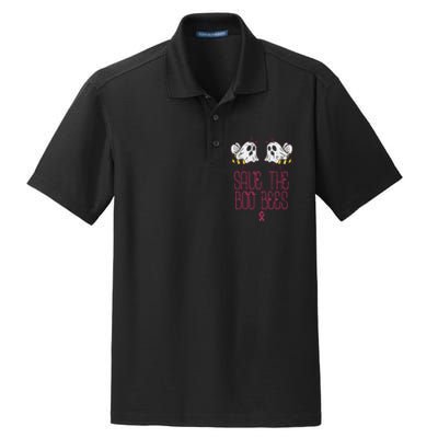 Save The Boobees Boo Bees Breast Cancer Halloween Dry Zone Grid Polo