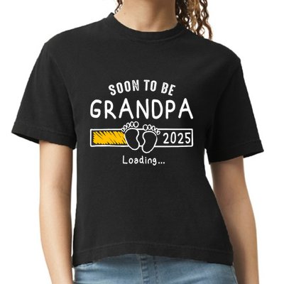 Soon To Be Grandpa 2025 Loading Promoted To Grandpa 2025 Comfort Colors Boxy T-Shirt