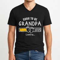Soon To Be Grandpa 2025 Loading Promoted To Grandpa 2025 V-Neck T-Shirt