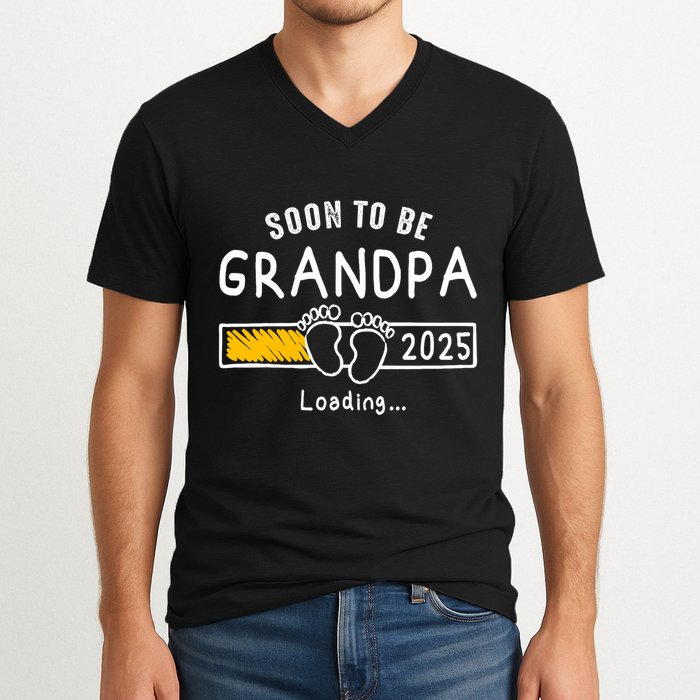 Soon To Be Grandpa 2025 Loading Promoted To Grandpa 2025 V-Neck T-Shirt