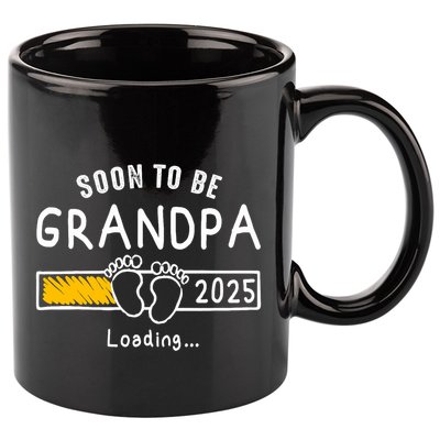 Soon To Be Grandpa 2025 Loading Promoted To Grandpa 2025 11oz C Handle Ceramic Mug