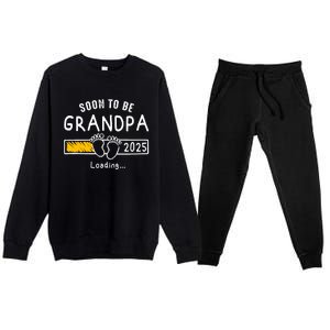 Soon To Be Grandpa 2025 Loading Promoted To Grandpa 2025 Premium Crewneck Sweatsuit Set