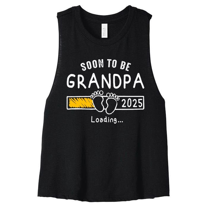 Soon To Be Grandpa 2025 Loading Promoted To Grandpa 2025 Women's Racerback Cropped Tank