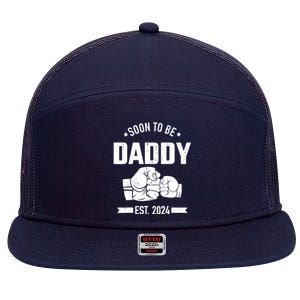 Soon To Be Daddy Est. 2024 For Dad Pregnancy Announcement 7 Panel Mesh Trucker Snapback Hat