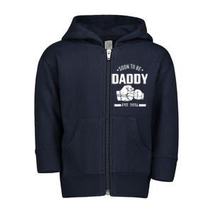 Soon To Be Daddy Est. 2024 For Dad Pregnancy Announcement Toddler Zip Fleece Hoodie