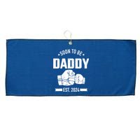 Soon To Be Daddy Est. 2024 For Dad Pregnancy Announcement Large Microfiber Waffle Golf Towel