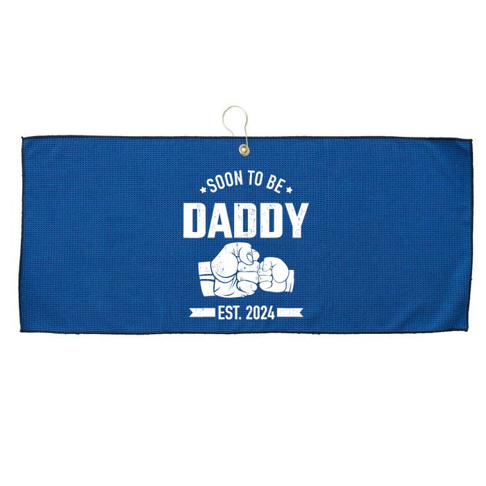 Soon To Be Daddy Est. 2024 For Dad Pregnancy Announcement Large Microfiber Waffle Golf Towel