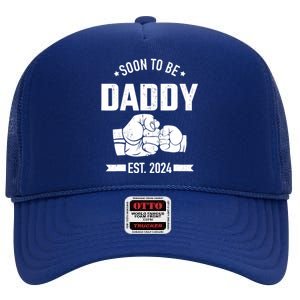 Soon To Be Daddy Est. 2024 For Dad Pregnancy Announcement High Crown Mesh Back Trucker Hat