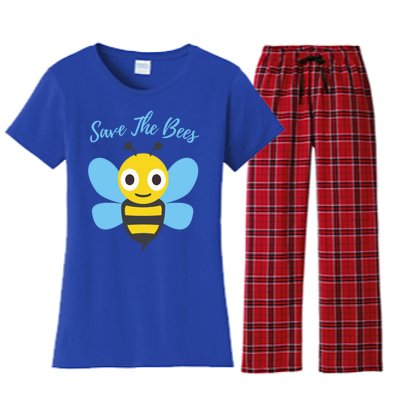 Save The Bees Cute Bee Illustration Gift Adults Cool Gift Women's Flannel Pajama Set