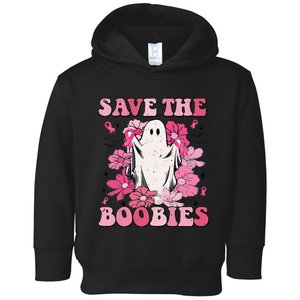 Save The Boobies Pink Ghost Woman Breast Cancer Halloween Toddler Hoodie