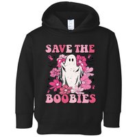 Save The Boobies Pink Ghost Woman Breast Cancer Halloween Toddler Hoodie