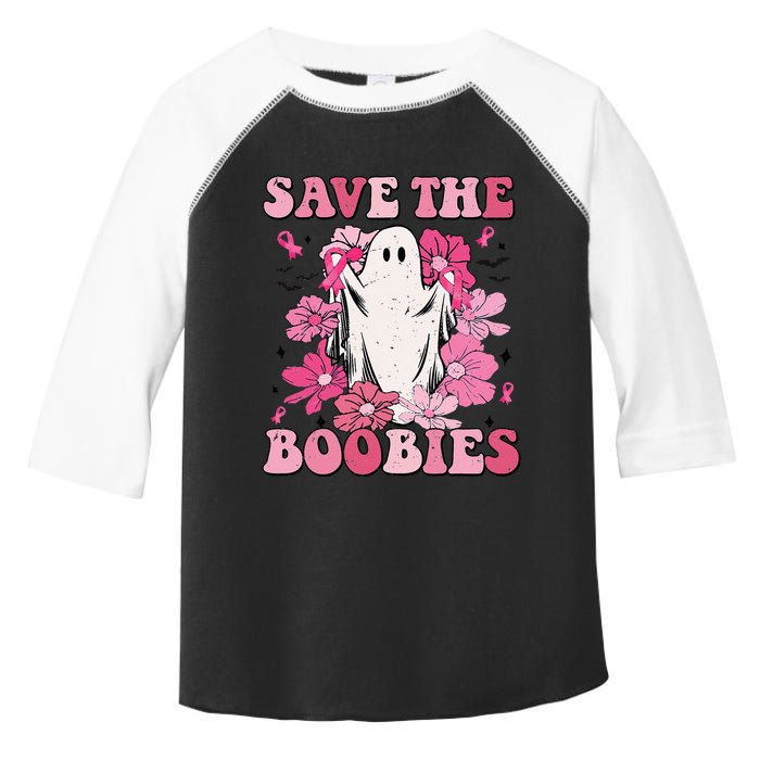 Save The Boobies Pink Ghost Woman Breast Cancer Halloween Toddler Fine Jersey T-Shirt