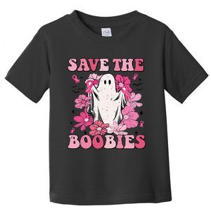 Save The Boobies Pink Ghost Woman Breast Cancer Halloween Toddler T-Shirt