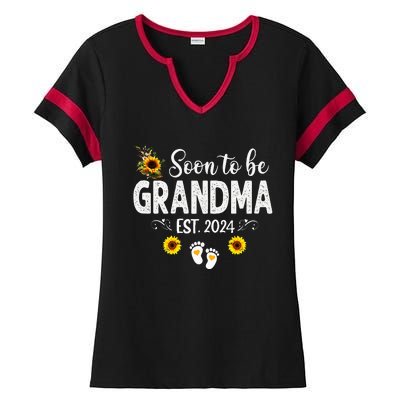 Soon to be Grandma 2024 Mother's Day For New Grandma Ladies Halftime Notch Neck Tee