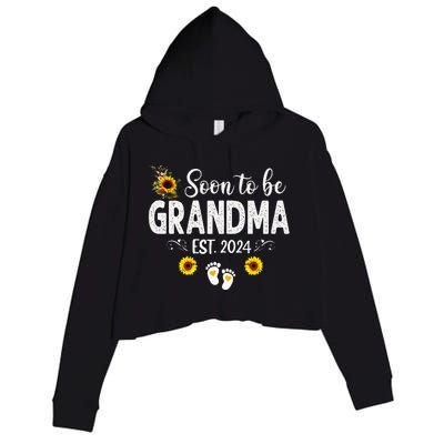 Soon to be Grandma 2024 Mother's Day For New Grandma Crop Fleece Hoodie