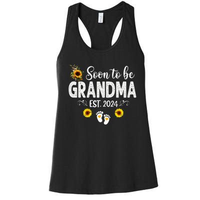 Soon to be Grandma 2024 Mother's Day For New Grandma Women's Racerback Tank