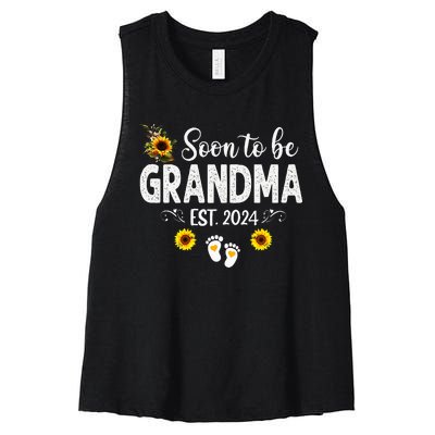 Soon to be Grandma 2024 Mother's Day For New Grandma Women's Racerback Cropped Tank