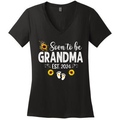 Soon to be Grandma 2024 Mother's Day For New Grandma Women's V-Neck T-Shirt