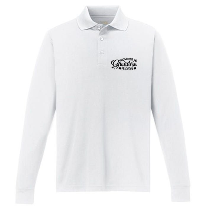 Soon To Be Grandma 2024 Gift Promoted To Grandma Est 2024 Performance Long Sleeve Polo