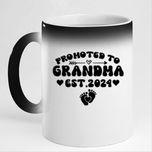 Soon To Be Grandma 2024 Gift Promoted To Grandma Est 2024 11oz Black Color Changing Mug