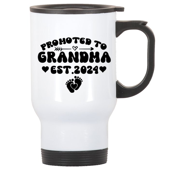 Soon To Be Grandma 2024 Gift Promoted To Grandma Est 2024 Stainless Steel Travel Mug